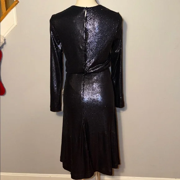 Dress the Population ladies Jean sequin long sleeve Dress in Navy. Small. NWT - Picture 8 of 12